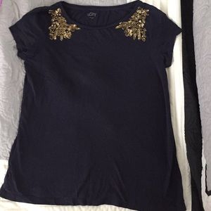 Loft size M navy blue tee with sequins